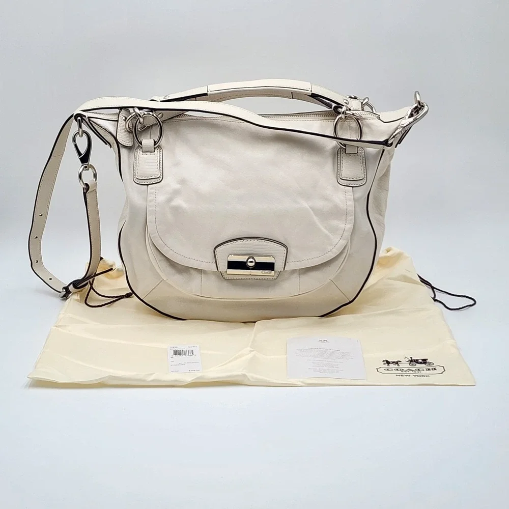 Coach Kristin Round Satchel White Nappa Leather Crossbody Strap Dustbag 19295